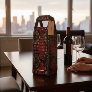 Brahmin Untamed Genuine Leather Wine Tote NWT